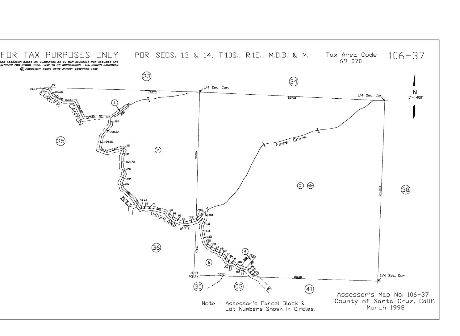 Santa Cruz County Assessor's parcel map showing APN 106-371-05